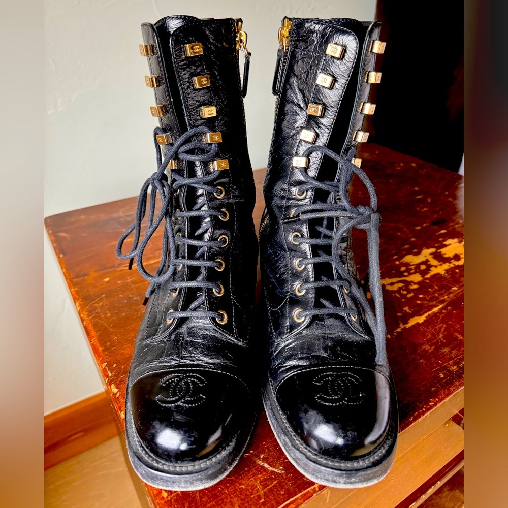 Chanel combat boots